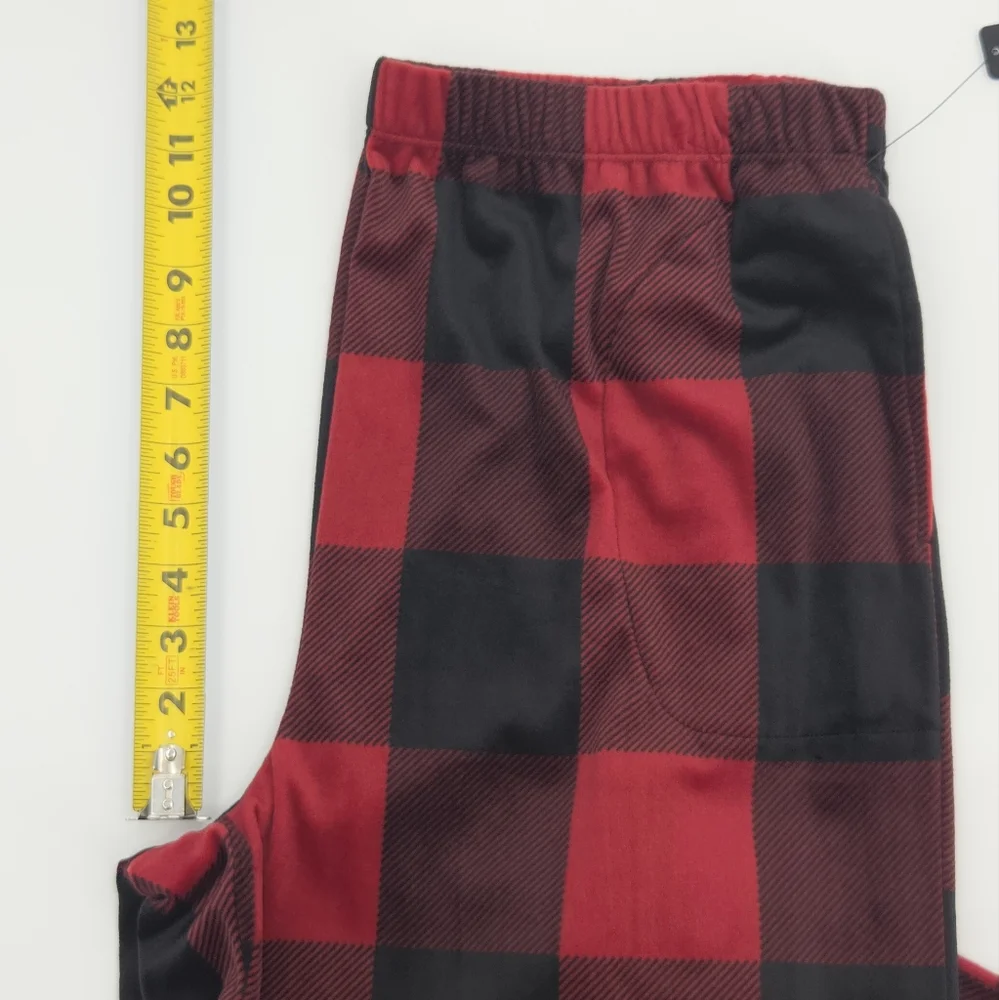 Donna Karan 2 Piece Pajamas Set  Womens Size XL Red Buffalo Plaid Velour Preppy